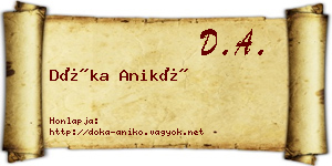 Dóka Anikó névjegykártya