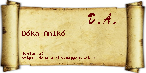 Dóka Anikó névjegykártya